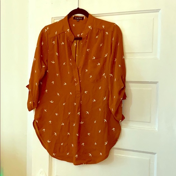 Button down burnt orange top - Picture 1 of 4